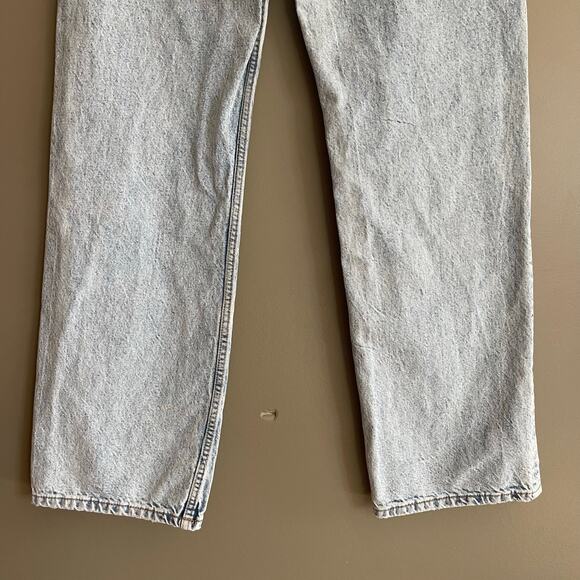 ZARA Z1975 High Rise Long Length Straight Cut Jeans Light Blue Sz 4 Rigid Denim - Picture 16 of 16